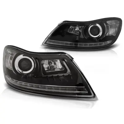 Fari con Luci Diurne True DRL Neri per Skoda Octavia 09-12