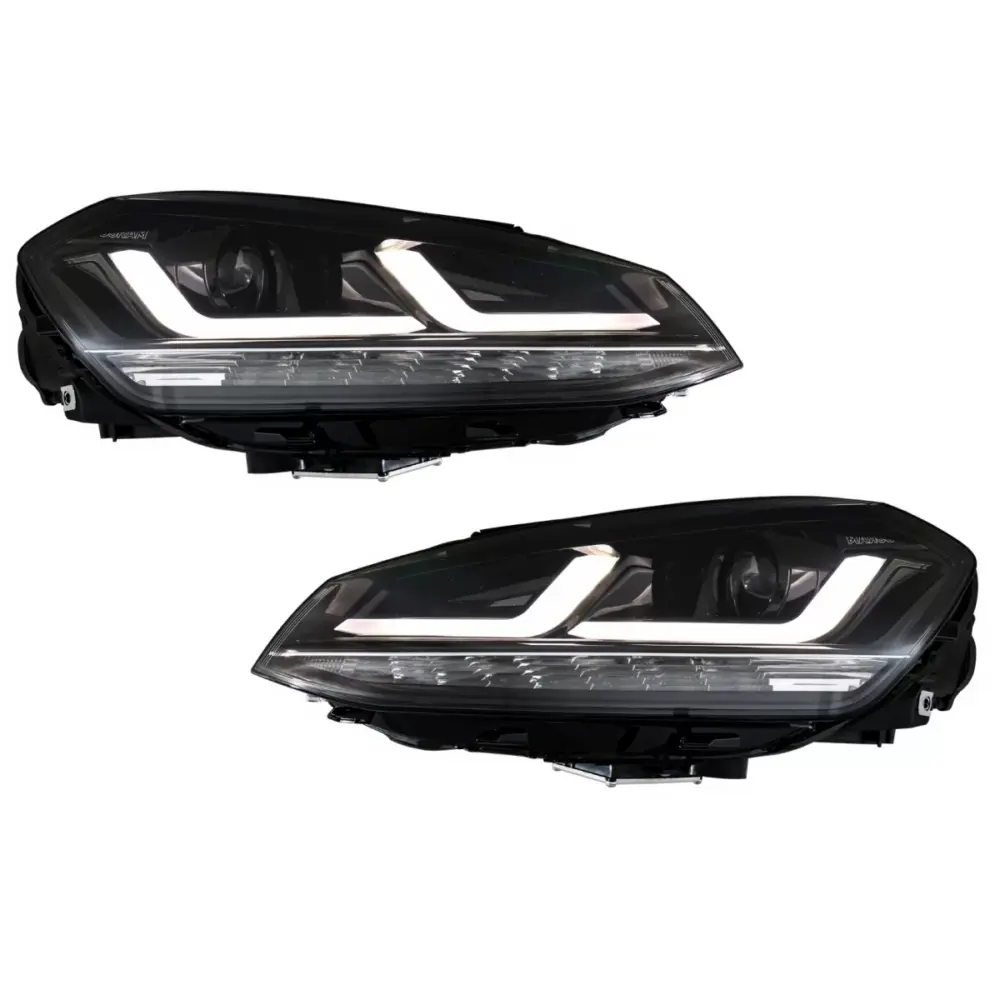 Fari Full LED Anteriori Neri Upgrade per Volkswagen Golf 7 Vii 2012-2017