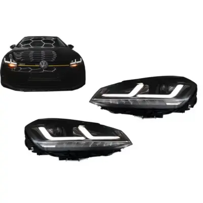 Fari Full LED Anteriori Neri Upgrade per Volkswagen Golf 7 Vii 2012-2017