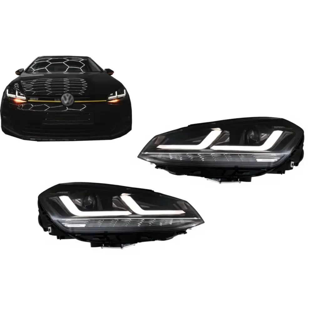 Fari Full LED Anteriori Neri Upgrade per Volkswagen Golf 7 Vii 2012-2017