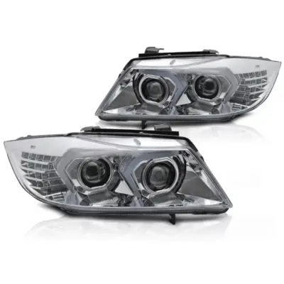 Fari Full LED Cromati Anteriori per BMW E90 E91 05-08