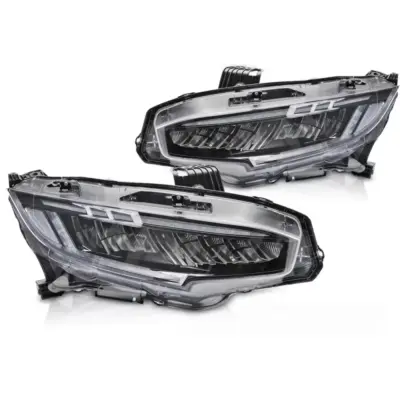 Fari Full LED Neri Anteriori per Honda Civic X 2016-2021