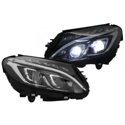 Fari LED Anteriori con Base Nera Sinistro e Destro per Mercedes Classe C W205