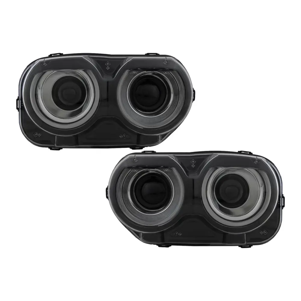 Fari LED Anteriori Neri Rgb per Dodge Challenger 2015-2023 Halogeni LHD