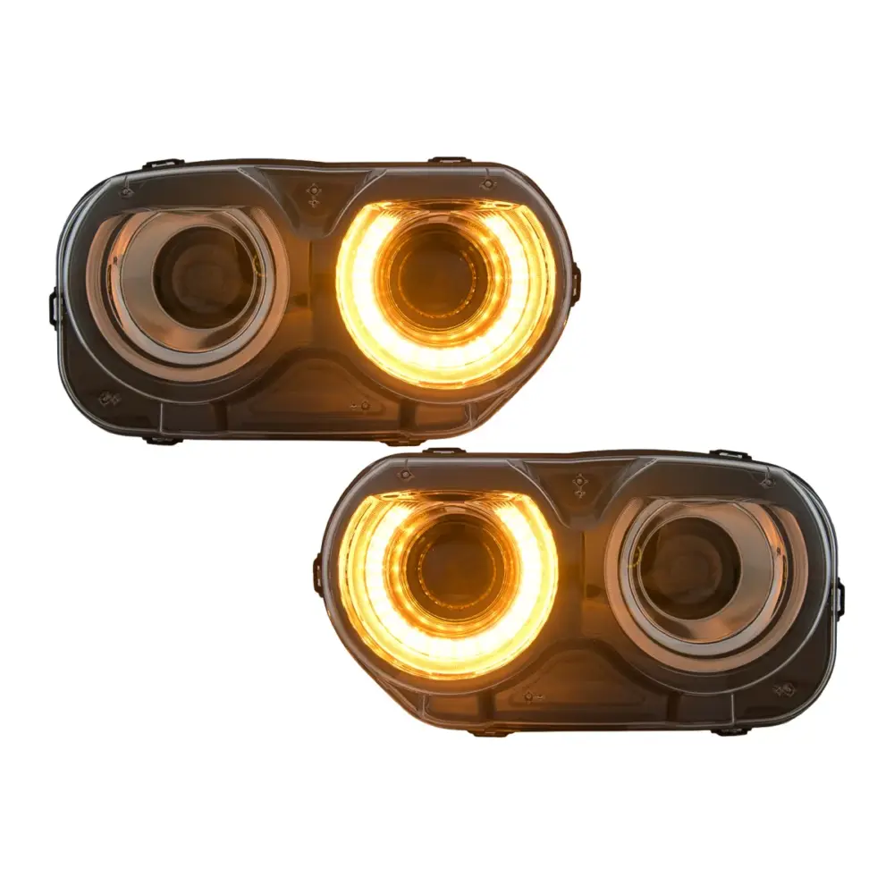 Fari LED Anteriori Neri Rgb per Dodge Challenger 2015-2023 Halogeni LHD