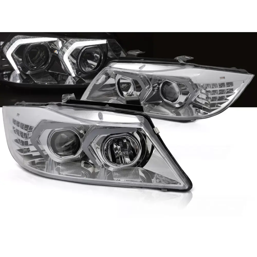 Fari LED Cromati Anteriori per BMW E90 E91 05-08