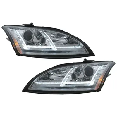 Fari LED DRL Xenon con Frecce Dinamiche Cromati per Audi Tt 8J 2006-2010 LHD