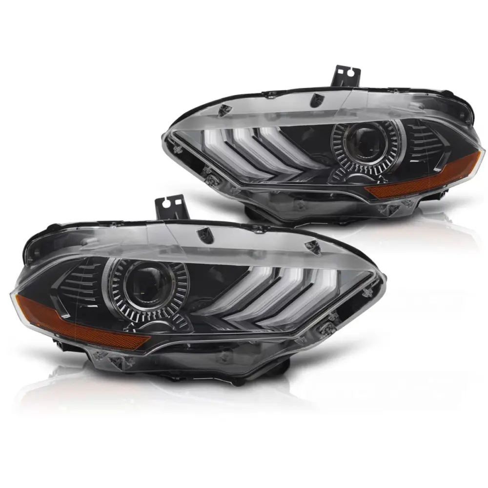 Fari LED Rgb DRL Neri Anteriori per Ford Mustang 18-21
