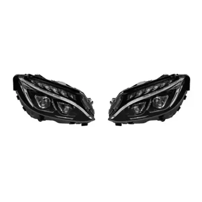 Fari LED Tuning Anteriori Dx e Sx con Base Cromata per Mercedes Classe C W205