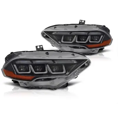 Fari LED Tuning con Base Nera e Frecce Dinamiche per Ford Mustang 2018-2021