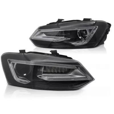 Fari Neri LED Anteriori per Volkswagen Polo V 09-17