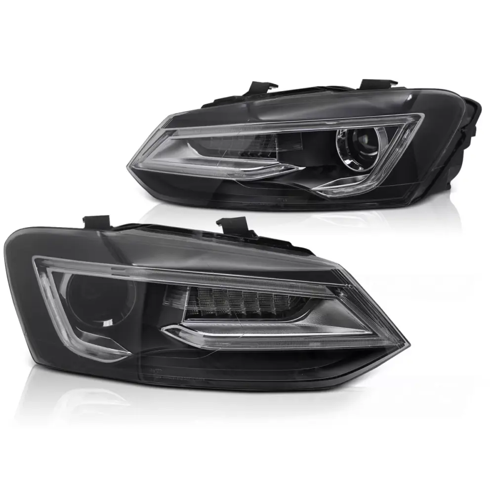 Fari Neri LED Anteriori per Volkswagen Polo V 09-17