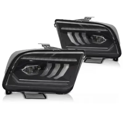 Fari Tubi LED Neri Anteriori per Ford Mustang 04-09