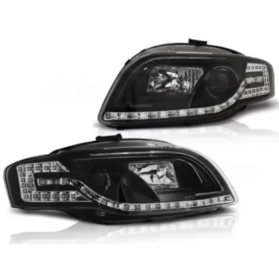 Fari Tubi Luce Neri Anteriori per Audi A4 B7 11.04-03.08