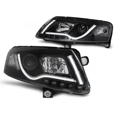 Fari Tubi Luce Neri Anteriori per Audi A6 C6 04.04-08