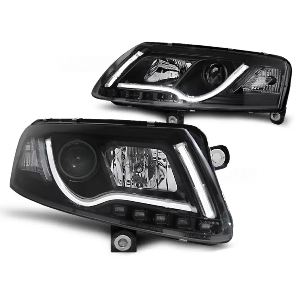 Fari Tubi Luce Neri Anteriori per Audi A6 C6 04.04-08