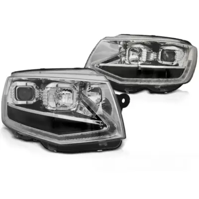 Fari Tubolari con Luce Diurna Sequenziale Cromata per Volkswagen T6 15-19