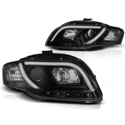 Fari Tubolari Neri Anteriori per Audi A4 B7 11.04-03.08