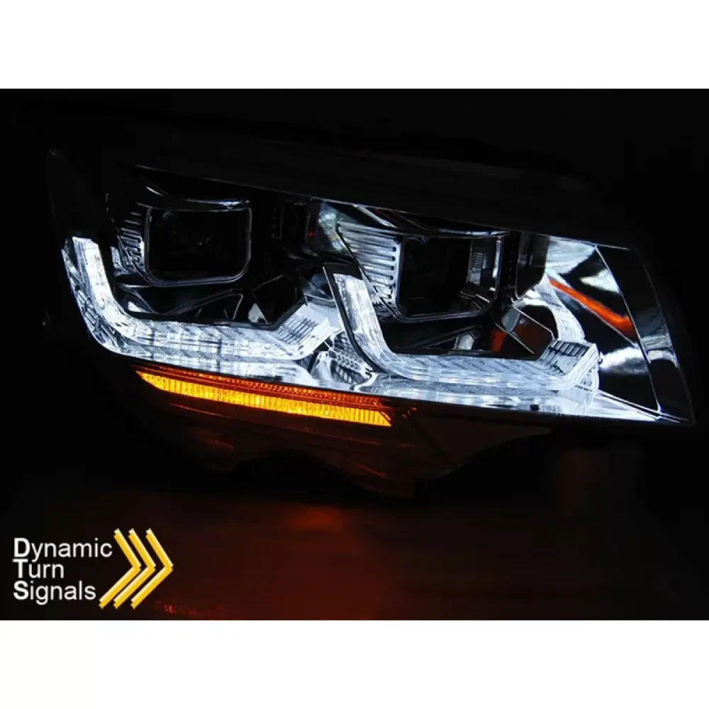 Fari Tuning Anteriore Sinistro e Destro con Base Cromata per VW Transporter