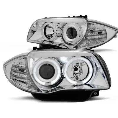 Fari Tuning con Anelli Alogeni Anteriori Dx e Sx per BMW 1 E81 E82 E87 E88