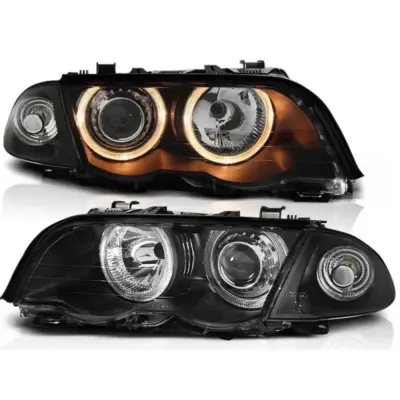Fari Tuning con Anelli Alogeni Anteriori Dx e Sx per BMW 3 E46 05.1998-08.2001