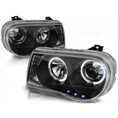 Fari Tuning con Anelli Alogeni Anteriori Dx e Sx per Chrysler 300c 2005-2010