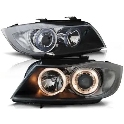 Fari Tuning con Anelli Angel Eyes Alogeni Anteriori Dx e Sx per BMW 3 E90 E91