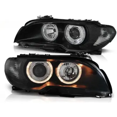 Fari Tuning con Anelli Angel Eyes Alogeni Anteriori Dx e Sx per BMW 3 E46