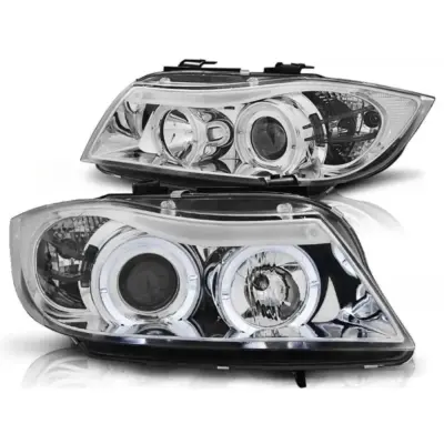 Fari Tuning con Anelli Angel Eyes Alogeni per BMW 3 E90 E91 03.2005-08.2008 Dx