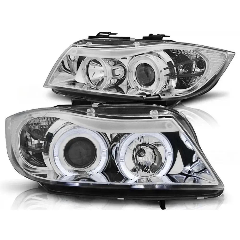 Fari Tuning con Anelli Angel Eyes Alogeni per BMW 3 E90 E91 03.2005-08.2008 Dx