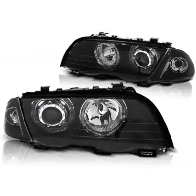 Fari Tuning con Luci LED Angel Eyes Anteriore Dx e Sx BMW 3 E46 98-01