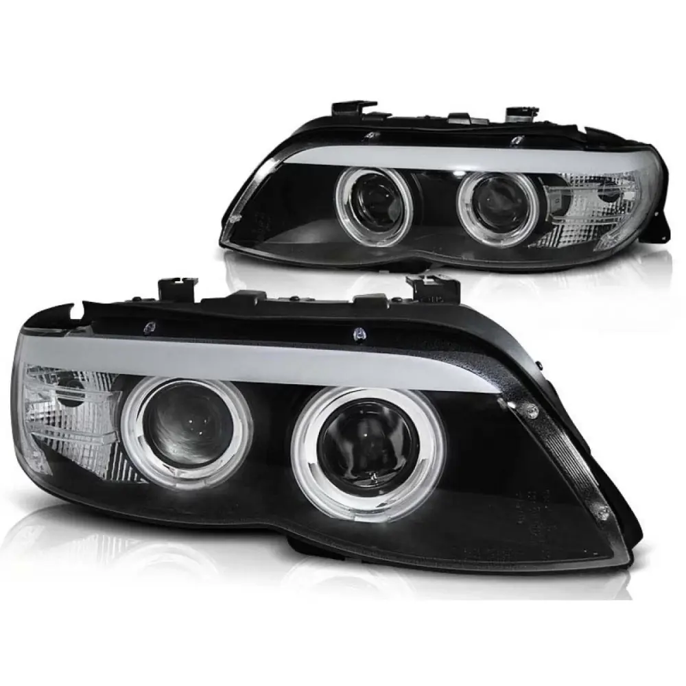 Fari Tuning con Occhi di Angelo CCFL e Strip LED per BMW X5 E53 2003-2006 Dx Sx