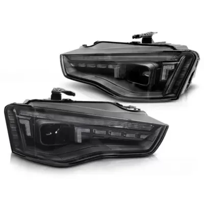 Fari Xenon Anteriori con Frecce Dinamiche Base Nera per Audi A5 2011-2016 DRL