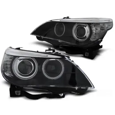 Fari Xenon D1S Occhi di Angelo CCFL Neri per BMW E60 E61 05-07