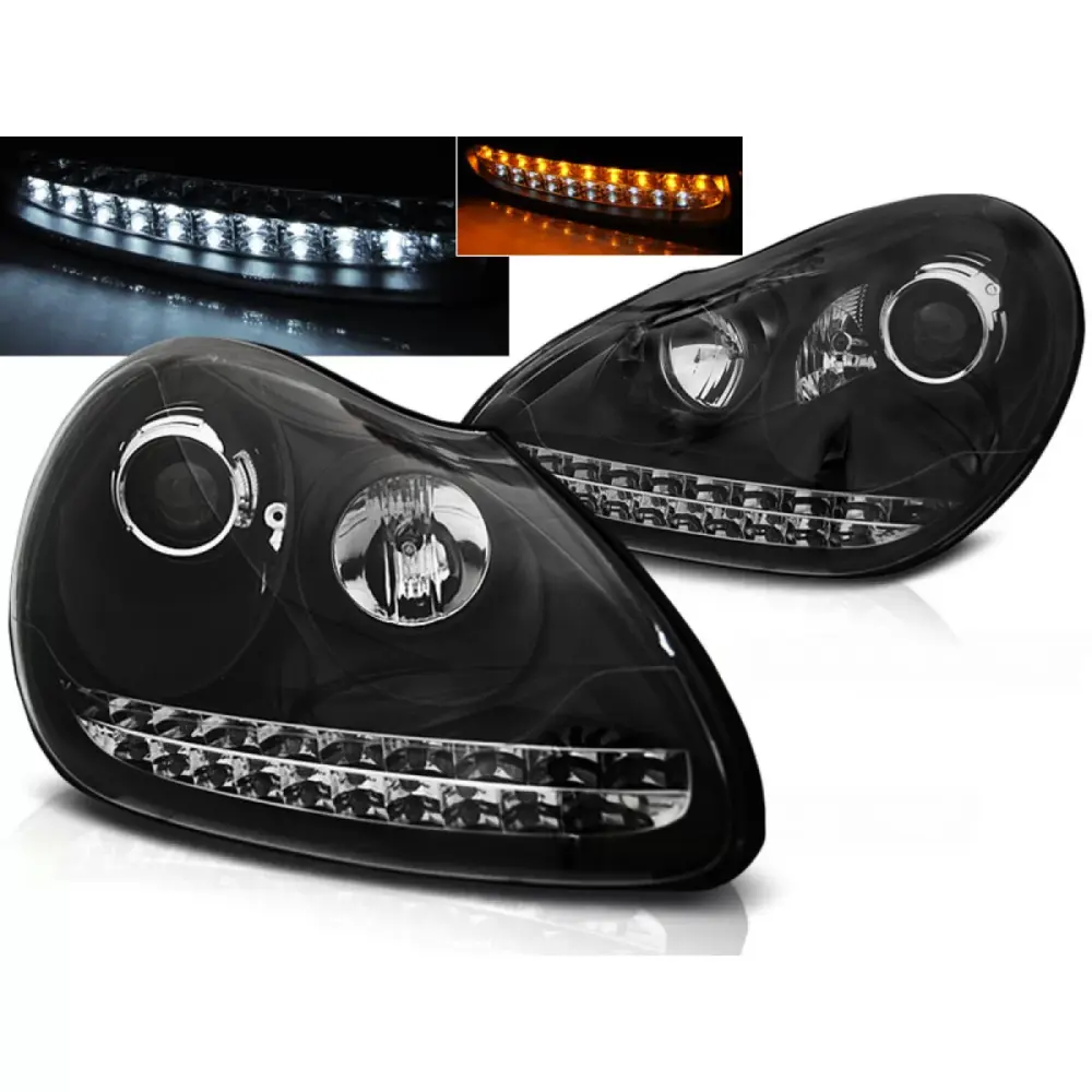 Fari Xenon Daylight Neri Anteriore Porsche Cayenne 02-06