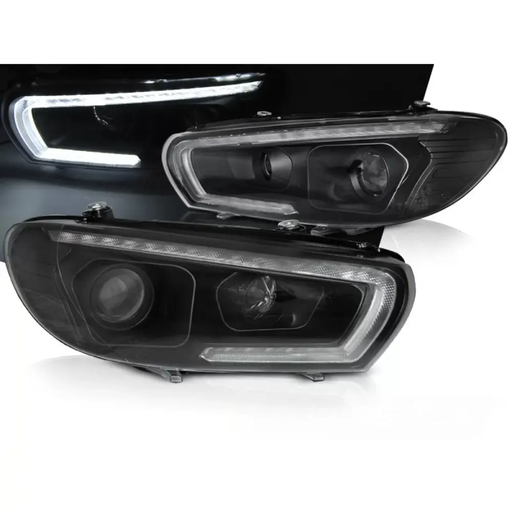 Faro Anteriore Tubo LED Nero per Volkswagen Scirocco 08-14