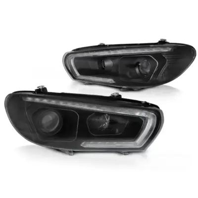 Faro Anteriore Tubo LED Nero per Volkswagen Scirocco 08-14