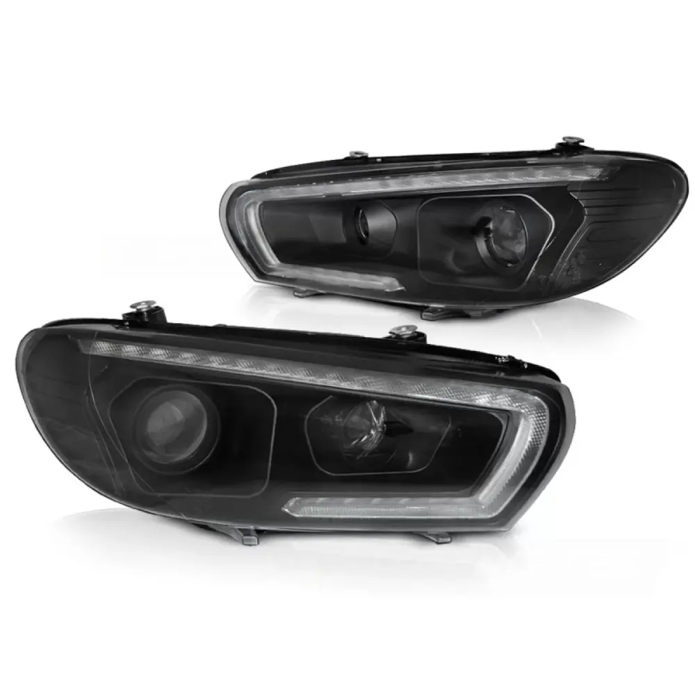 Faro Anteriore Tubo LED Nero per Volkswagen Scirocco 08-14