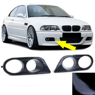 Fendinebbia Copri Anteriore Nero Lucido per BMW Serie 3 E46