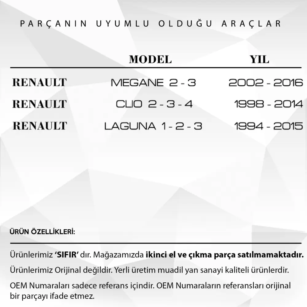 Gancio per Bagagliaio 2 Pezzi per Renault Megane, Clio, Laguna