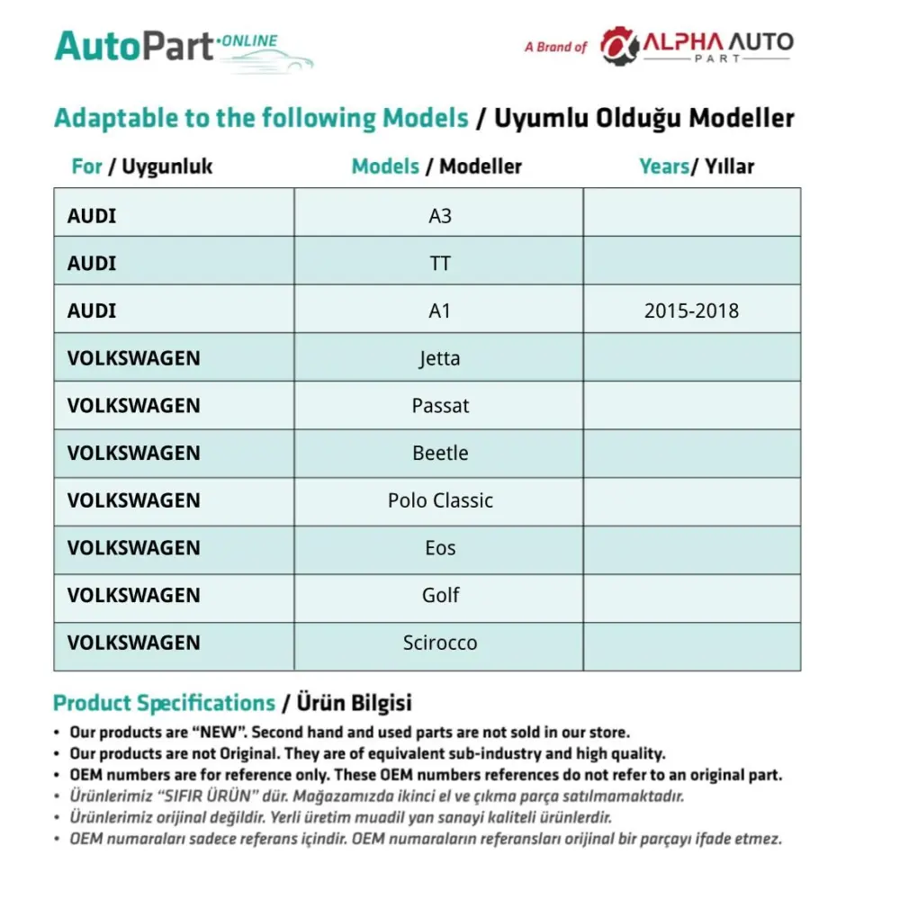 Gomma Pedale Automatico per Volkswagen Jetta, Passat, Beetle, Polo Classic