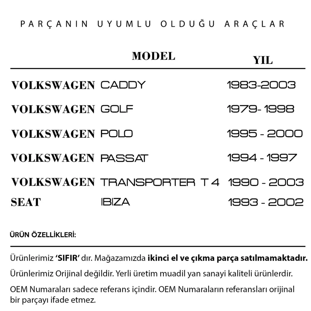 Gommino Pedale per Volkswagen Caddy Golf Polo Passat Transporter T4