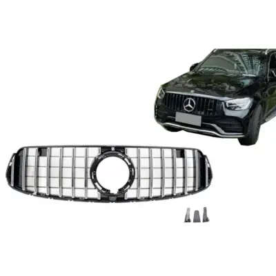 Griglia Anteriore Centrale Nero Cromato Gtr Panamericana per Mercedes GLC X253
