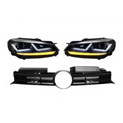 Griglia Anteriore Cromata con Luci LED Dinamiche per Volkswagen Golf 6 Vi