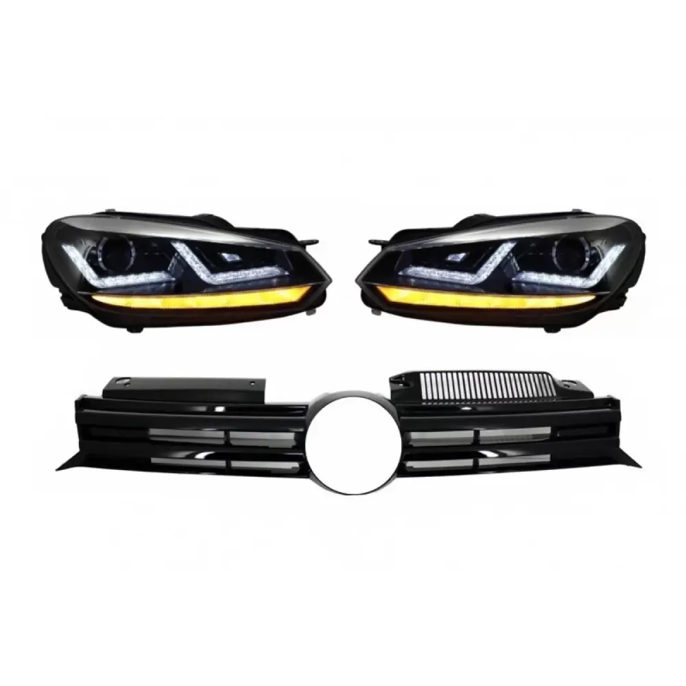 Griglia Anteriore Cromata con Luci LED Dinamiche per Volkswagen Golf 6 Vi