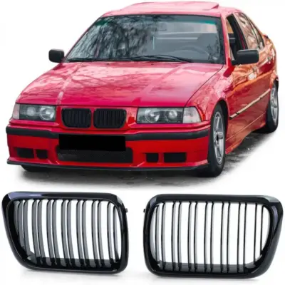 Griglia Anteriore Doppia Lucida M4 Look 2 Pezzi per BMW 3 E36 96-99