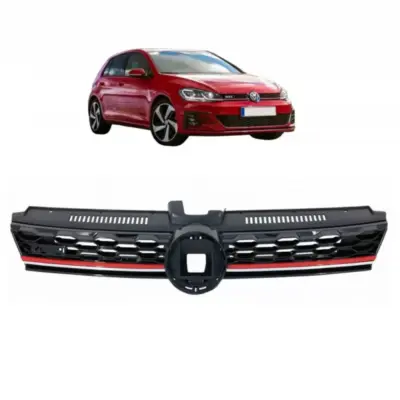 Griglia Anteriore Honeycomb con Linea Rossa e Supporto Sensore per VW Golf Vii