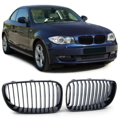 Griglia Anteriore Nera Lucida per BMW Serie 1 E81 E82 E87 E88 dal 2007