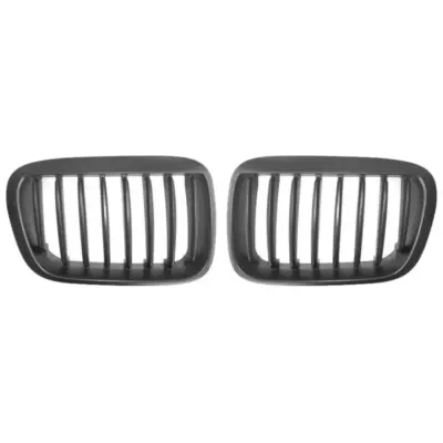 Griglia Anteriore Nera Opaca 8 Linee 2 Pezzi per BMW 3 E46 99-01 Berlina