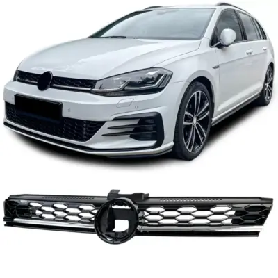 Griglia Anteriore Nido D'ape Nero Lucido con Bordo Cromato per VW Golf 7